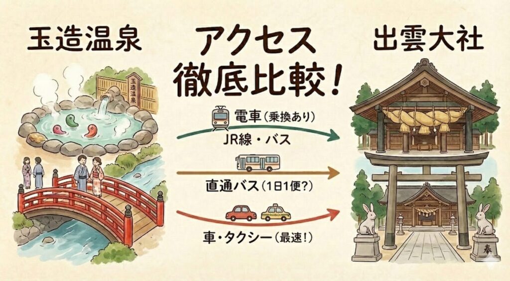 【2025年】玉造温泉から出雲大社へのアクセス完全ガイド（電車・バス・車）