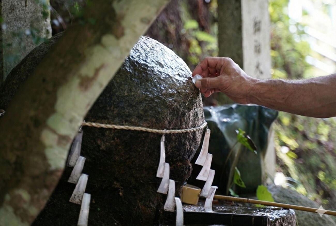 玉作湯神社 願い石