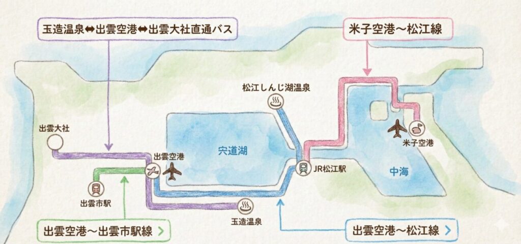出雲空港連絡バス　路線図