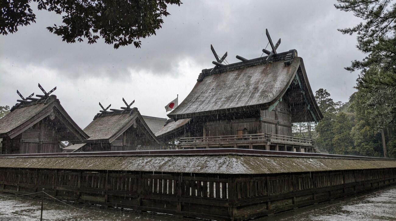 雨に濡れる出雲大社の本殿