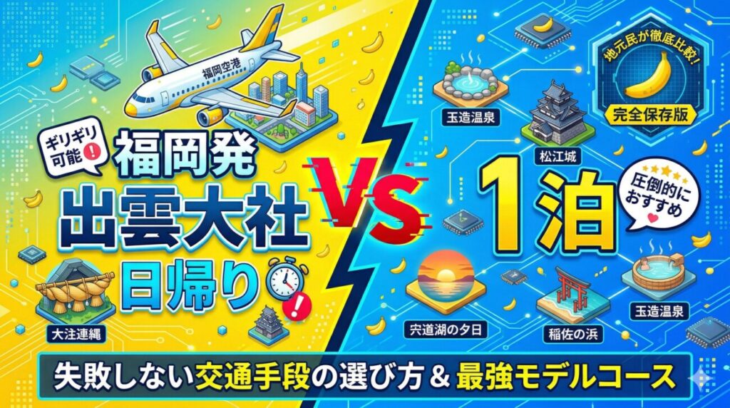 福岡から出雲大社は日帰りできる？飛行機・車・ツアー別モデルコースと地元民の本音
