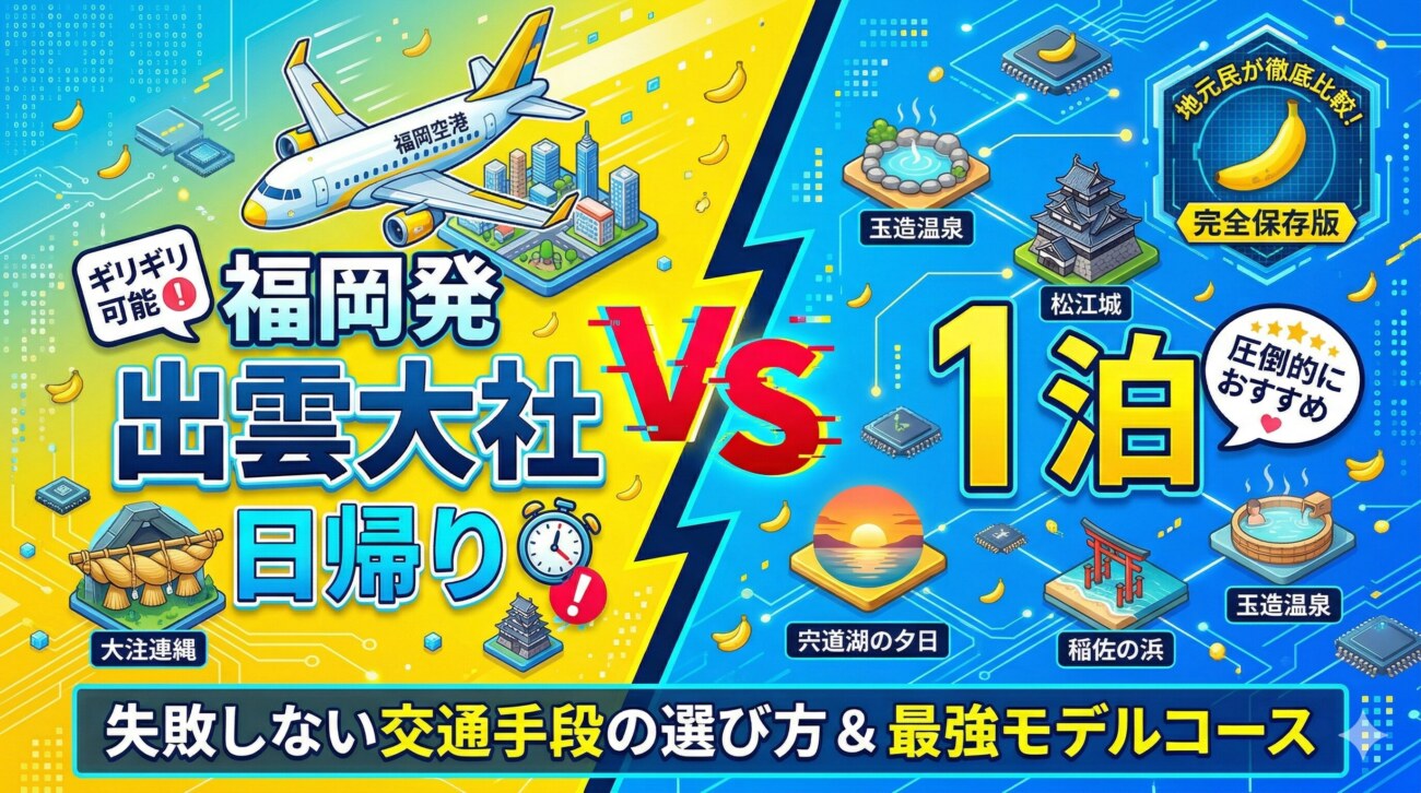 福岡から出雲大社は日帰りできる？飛行機・車・ツアー別モデルコースと地元民の本音