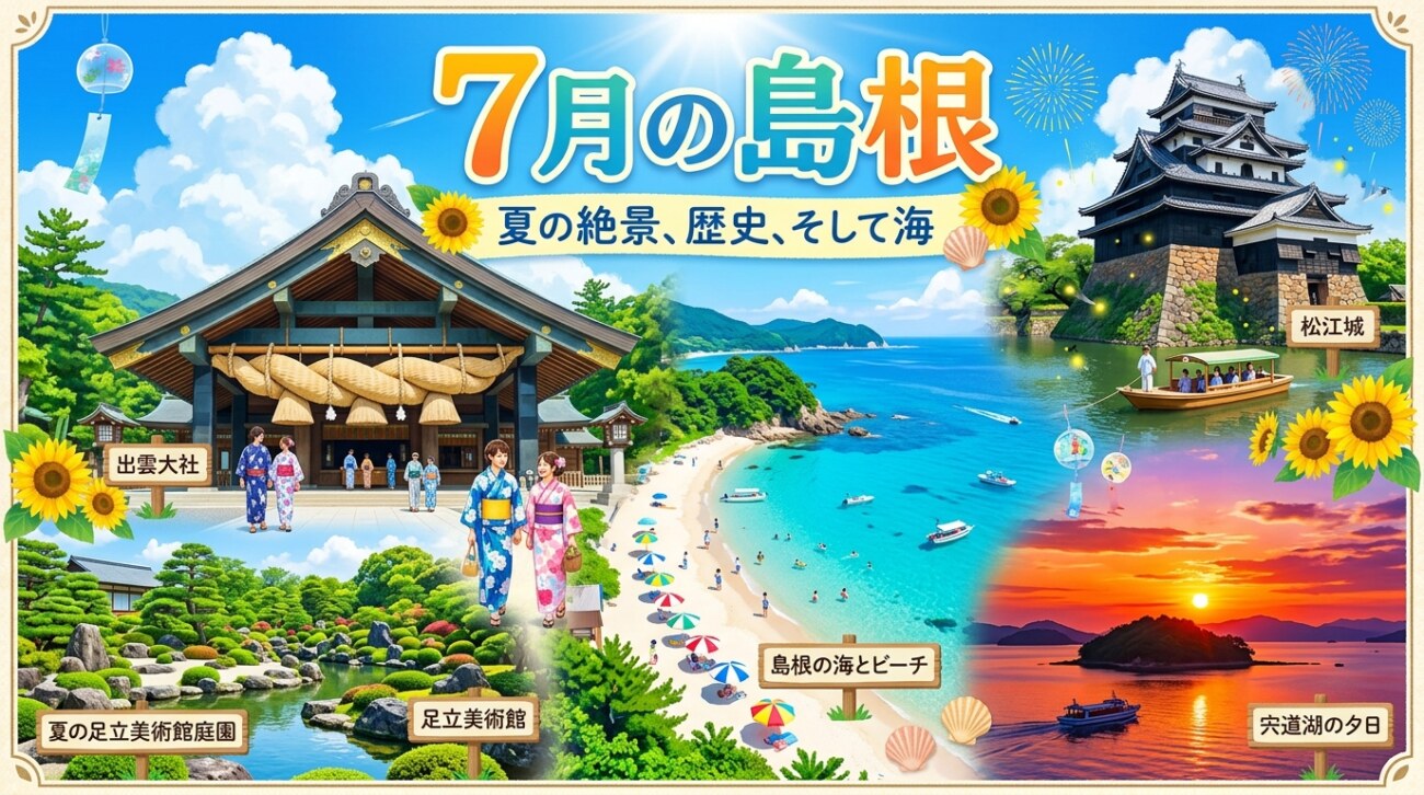 【2026年最新】7月の島根観光ガイド｜気温・グルメ・花火大会・海水浴場まとめ