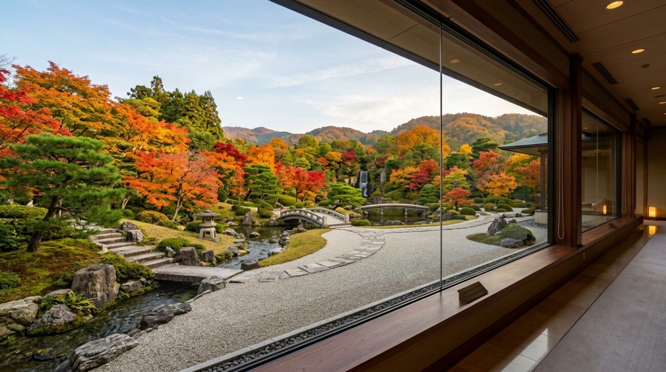 足立美術館の紅葉の景観