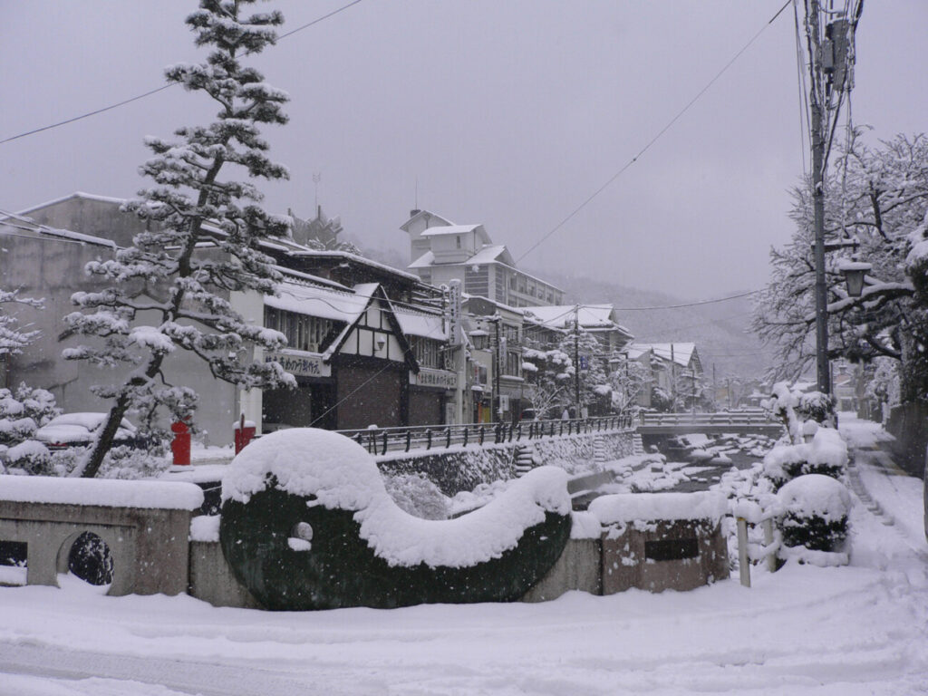 玉造温泉　冬　雪