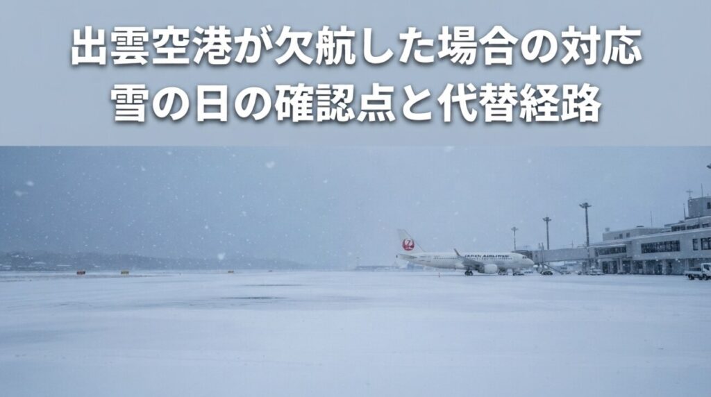 出雲空港が雪で欠航したときの対処ガイド｜確認先・航空券・代替ルート・延泊まで