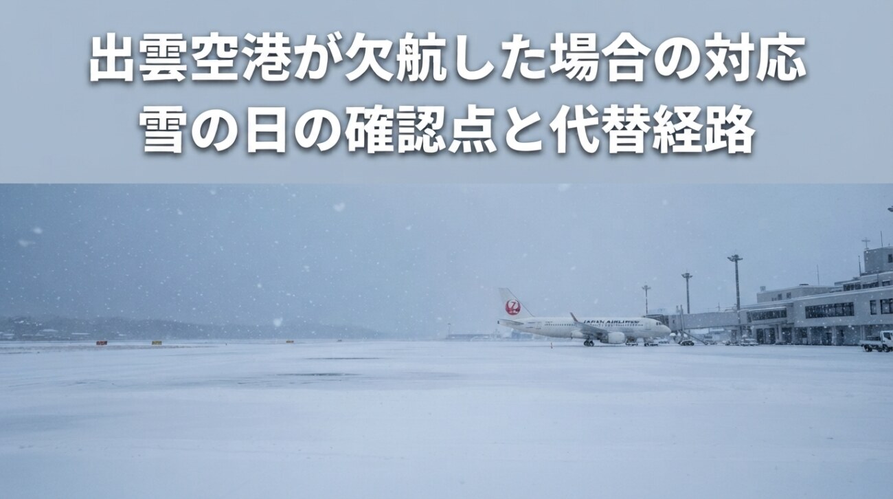 出雲空港が雪で欠航したときの対処ガイド|確認先・航空券・代替ルート・延泊まで